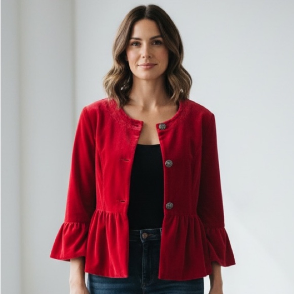 ⭐️Style & Co. Women's Red Velvet Bolero jacket